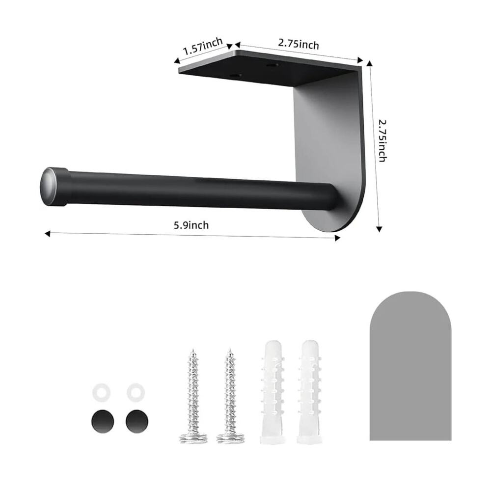Toilet Paper Holder, Self Adhesive, Stainless Steel‎ Black - Picture 2 of 3